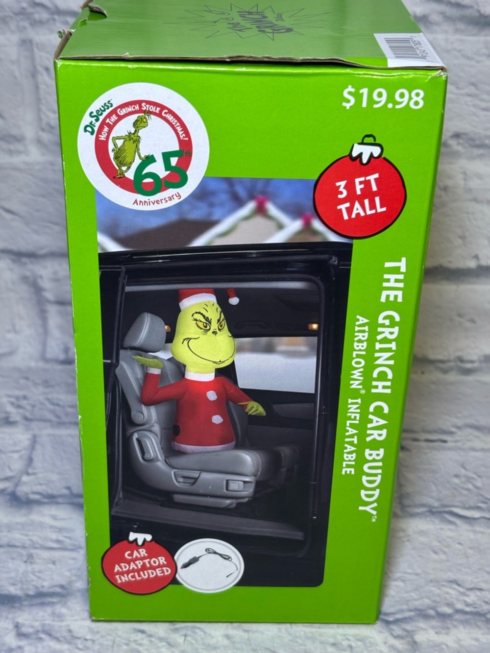 Dr Seuss The Grinch Car Buddy Airblown Inflatable 3 Foot Tall with Car Adaptor - Picture 3 of 14